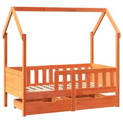 Cadre de lit enfant avec tiroirs sans matelas 80x170 cm bois 