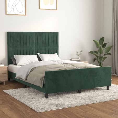 Cadre de lit sans matelas vert foncé 140x190 cm velours 