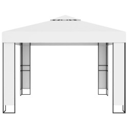 Tonnelle avec double toit et lumières LED 3x3 m Blanc 