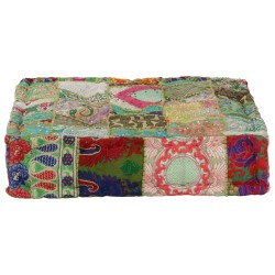 Pouf carré en coton fait à la main 50 x 50 x 12 cm Vert 