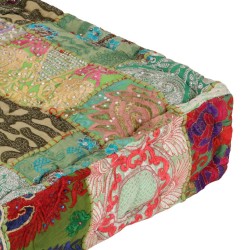 Pouf carré en coton fait à la main 50 x 50 x 12 cm Vert 