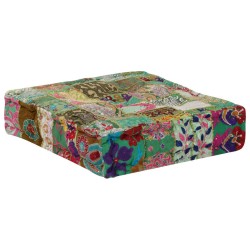 Pouf carré en coton fait à la main 50 x 50 x 12 cm Vert 