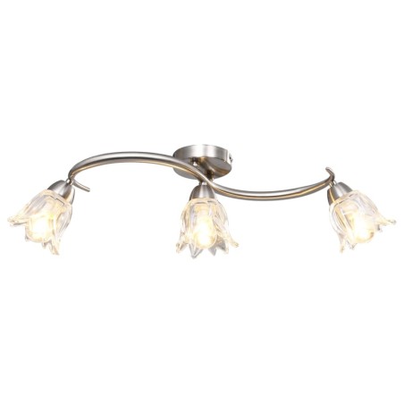 Plafonnier et abat-jour verre transparent 3 ampoules E14 Tulipe 