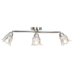 Plafonnier et abat-jour verre transparent 3 ampoules E14 Tulipe 