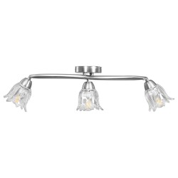 Plafonnier et abat-jour verre transparent 3 ampoules E14 Tulipe 