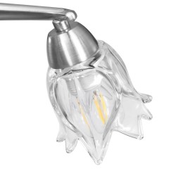 Plafonnier et abat-jour verre transparent 3 ampoules E14 Tulipe 
