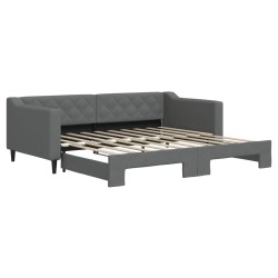 Lit de jour avec gigogne sans matelas gris foncé 90x190 cm 