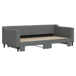 Lit de jour avec gigogne sans matelas gris foncé 90x190 cm 
