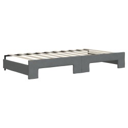 Lit de jour avec gigogne sans matelas gris foncé 90x190 cm 