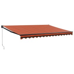 Auvent rétractable orange et marron 4x3 m tissu et aluminium 