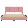 Cadre de lit avec LED sans matelas rose 140x190cm velours 
