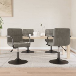 Chaises pivotantes à manger lot de 4 gris clair velours 