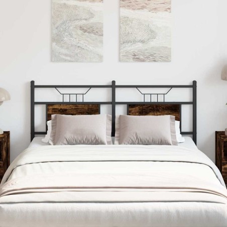 Tête de lit chêne fumé 137 cm bois d'ingénierie et acier 