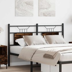 Tête de lit chêne fumé 137 cm bois d'ingénierie et acier 