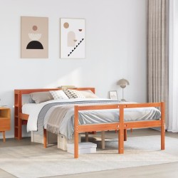 Cadre de lit et tête de lit sans matelas cire marron 120x200 cm 