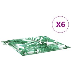 Coussins de chaise lot de 6 motif de feuilles 50x50x3 cm tissu 
