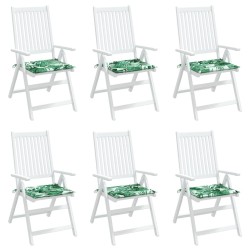 Coussins de chaise lot de 6 motif de feuilles 50x50x3 cm tissu 