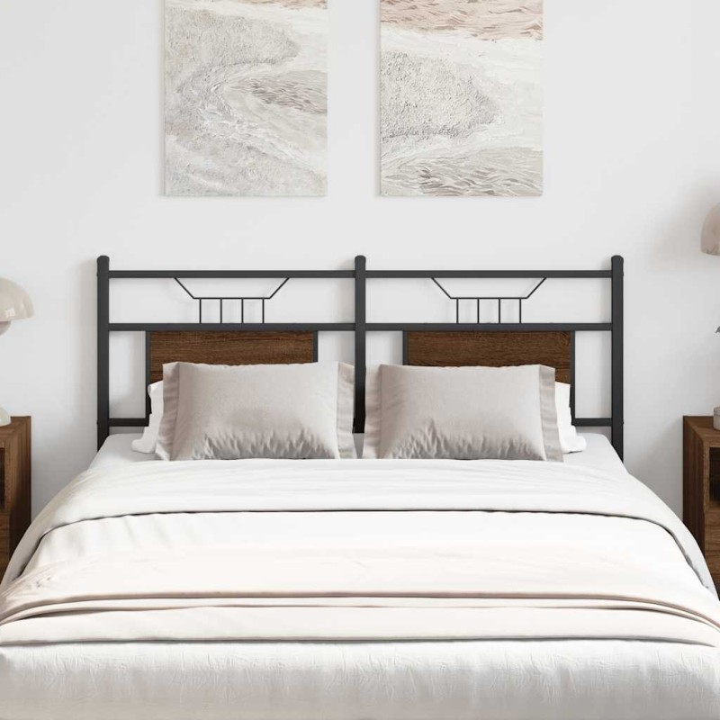 Tête de lit chêne marron 140 cm bois d'ingénierie et acier 