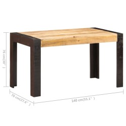 Table de salle à manger 140x70x76 cm Bois de manguier brut 