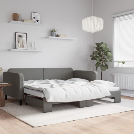 Lit de jour avec gigogne sans matelas gris foncé 100x200 cm 