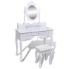 Coiffeuse avec miroir et tabouret 7 tiroirs Blanc   