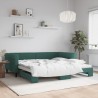 Lit de jour avec gigogne sans matelas vert foncé 100x200 cm 