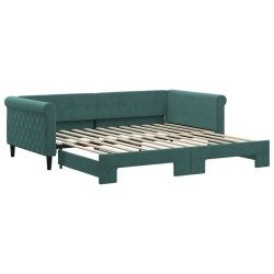 Lit de jour avec gigogne sans matelas vert foncé 100x200 cm 