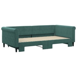Lit de jour avec gigogne sans matelas vert foncé 100x200 cm 