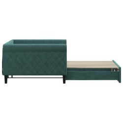 Lit de jour avec gigogne sans matelas vert foncé 100x200 cm 