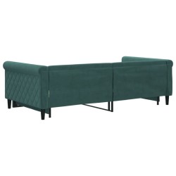 Lit de jour avec gigogne sans matelas vert foncé 100x200 cm 