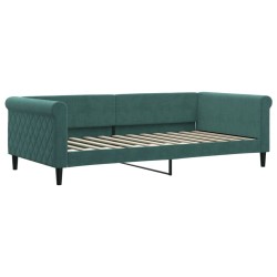 Lit de jour avec gigogne sans matelas vert foncé 100x200 cm 