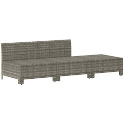 Salon de jardin 3 pcs avec coussins Gris Résine tressée 