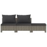 Salon de jardin 3 pcs avec coussins Gris Résine tressée 