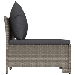 Salon de jardin 3 pcs avec coussins Gris Résine tressée 