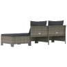 Salon de jardin 3 pcs avec coussins Gris Résine tressée 