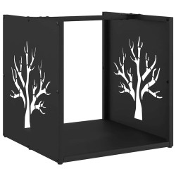 Portant de bois chauffage noir 40x40x40 cm 