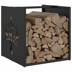 Portant de bois chauffage noir 40x40x40 cm 