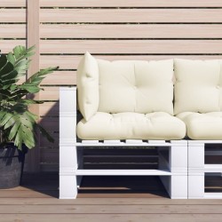 Coussins de palette lot de 3 crème tissu 