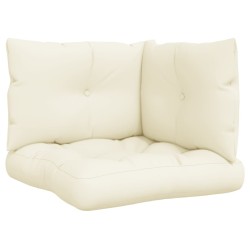 Coussins de palette lot de 3 crème tissu 