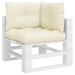 Coussins de palette lot de 3 crème tissu 