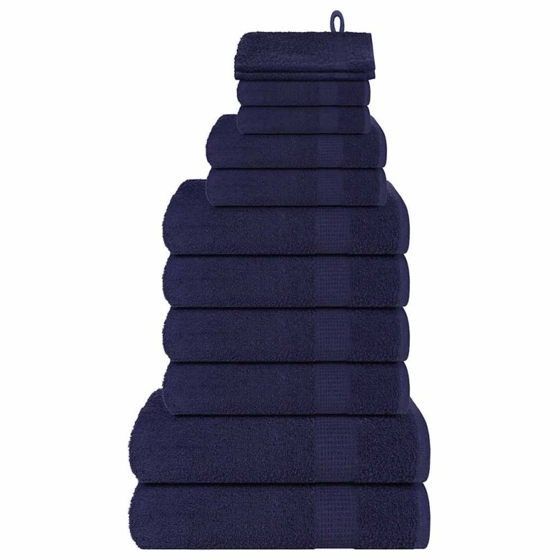 Ensemble de serviettes 12 pcs bleu marine 360 g/m² 100% coton 