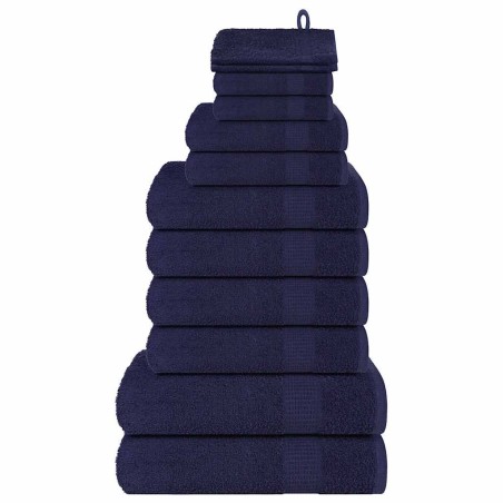 Ensemble de serviettes 12 pcs bleu marine 360 g/m² 100% coton 