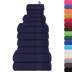 Ensemble de serviettes 12 pcs bleu marine 360 g/m² 100% coton 