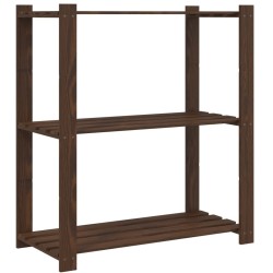 Support de rangement à 3 niveaux marron 80x38x90 cm bois de pin 