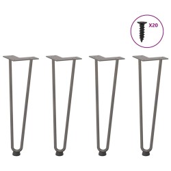 Pieds en épingle à cheveux pour table basse 4 pièces Acier naturel 42 cm Acier massif 