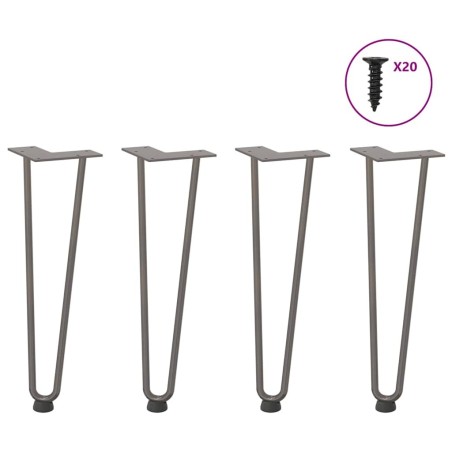Pieds en épingle à cheveux pour table basse 4 pièces Acier naturel 42 cm Acier massif 