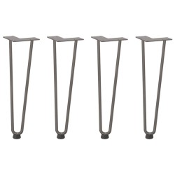 Pieds en épingle à cheveux pour table basse 4 pièces Acier naturel 42 cm Acier massif 