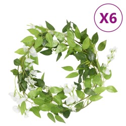 Guirlandes de fleurs de Noël 6 pcs blanc 200 cm 