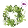 Guirlandes de fleurs de Noël 6 pcs blanc 200 cm 