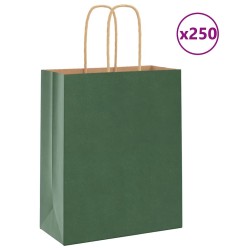 Sacs en papier Bags pcs avec poignées vert 18x8x22 cm 